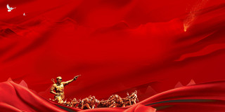 红色雕像抗战纪念日西安事变抗战胜利党建党政展板背景